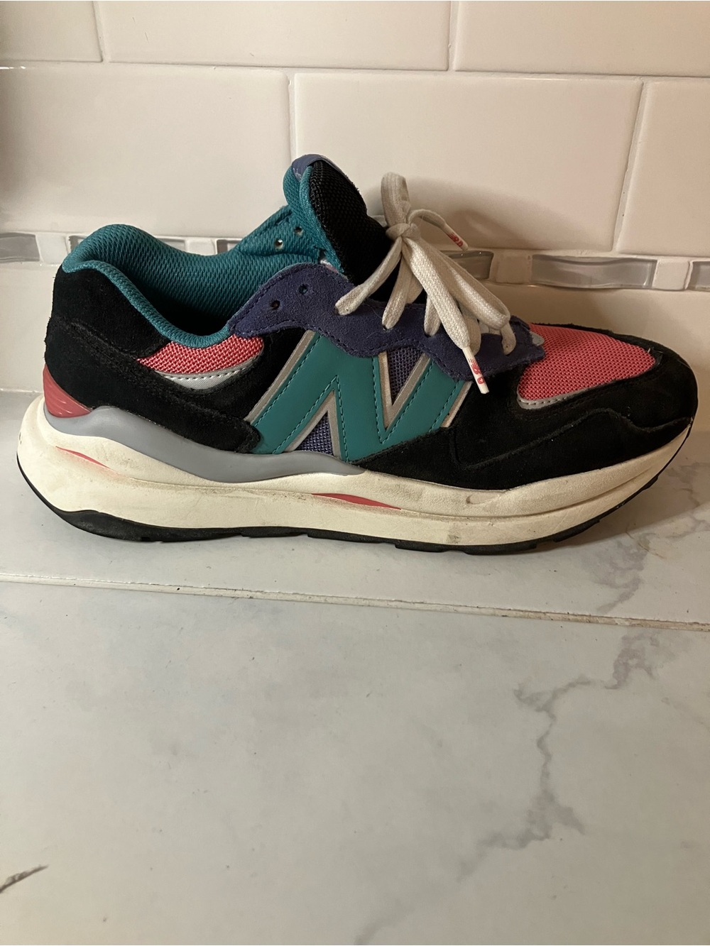 New Balance figs collab Black, Teal & Coral Retro Runner Sneaker. EUC!